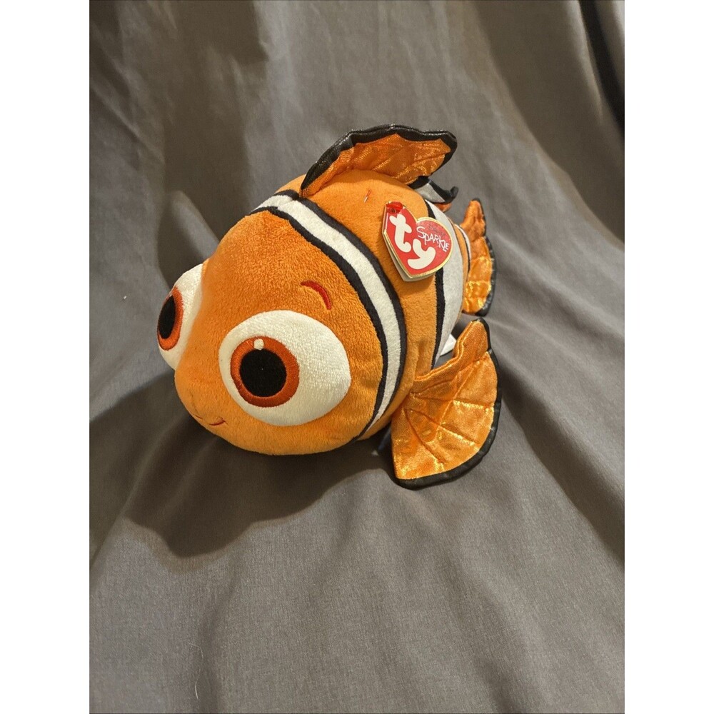NWT Disney Ty Sparkle Pixar Finding Dory Plush 9” Nemo Clown Fish Animal 2016